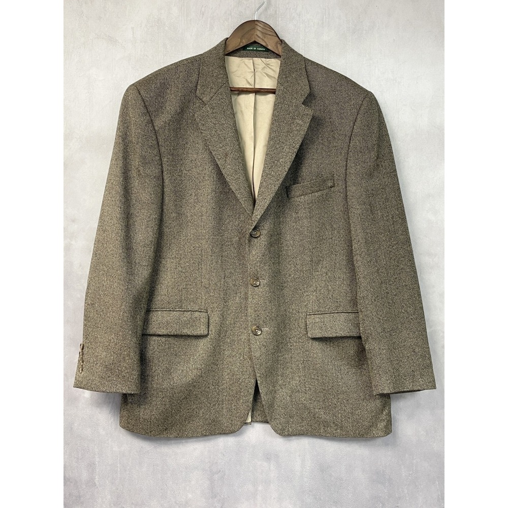 Lauren Ralph Lauren Mens Sport Coat 44R Brown Wool Tweed Blazer Dark Academia